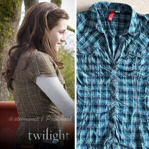 H&M Plaid Snap-Up Blouse Shirt ALT Bella Swan